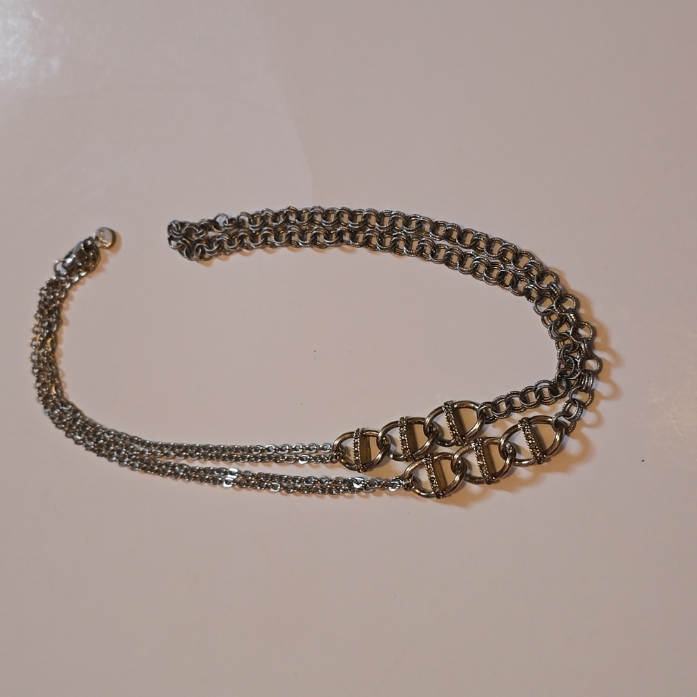 Loft 16 inch long silver chain with gold links